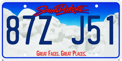 SD license plate 87ZJ51