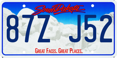 SD license plate 87ZJ52