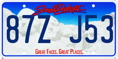 SD license plate 87ZJ53