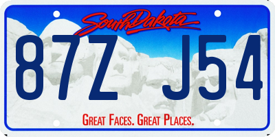 SD license plate 87ZJ54