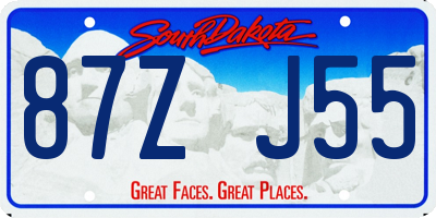 SD license plate 87ZJ55