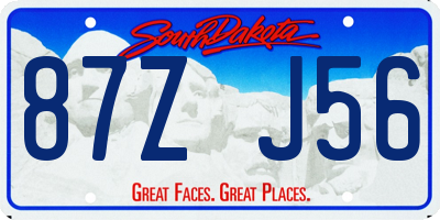 SD license plate 87ZJ56