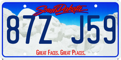SD license plate 87ZJ59
