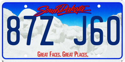 SD license plate 87ZJ60