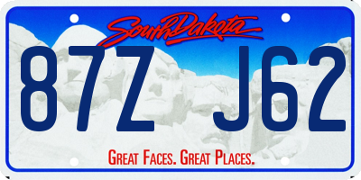 SD license plate 87ZJ62