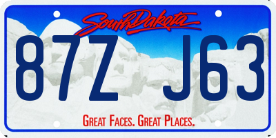 SD license plate 87ZJ63