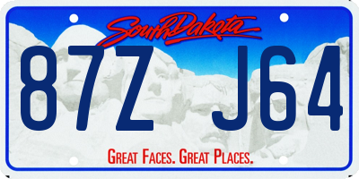 SD license plate 87ZJ64