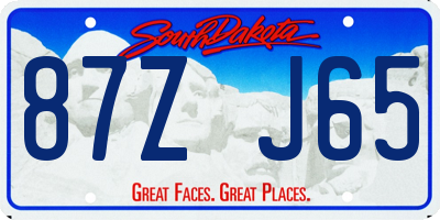 SD license plate 87ZJ65