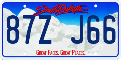 SD license plate 87ZJ66