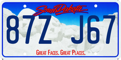 SD license plate 87ZJ67