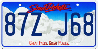 SD license plate 87ZJ68