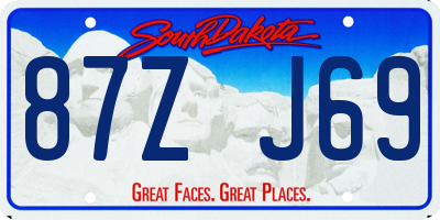 SD license plate 87ZJ69
