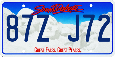 SD license plate 87ZJ72