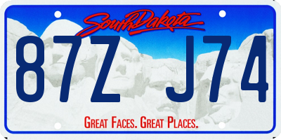 SD license plate 87ZJ74