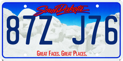 SD license plate 87ZJ76