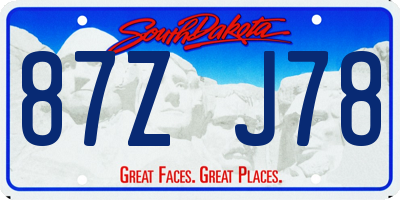 SD license plate 87ZJ78