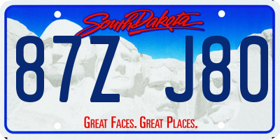 SD license plate 87ZJ80