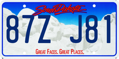 SD license plate 87ZJ81