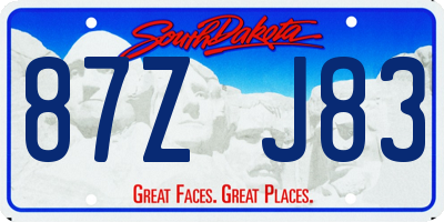 SD license plate 87ZJ83