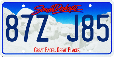 SD license plate 87ZJ85