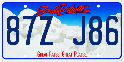 SD license plate 87ZJ86