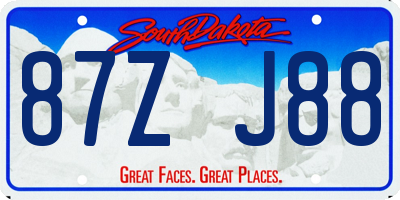 SD license plate 87ZJ88