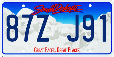 SD license plate 87ZJ91