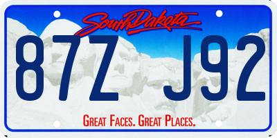 SD license plate 87ZJ92