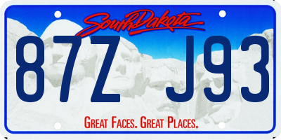 SD license plate 87ZJ93