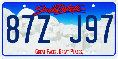 SD license plate 87ZJ97