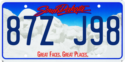 SD license plate 87ZJ98