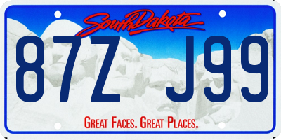 SD license plate 87ZJ99