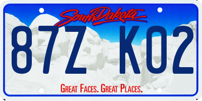 SD license plate 87ZK02