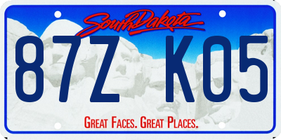 SD license plate 87ZK05