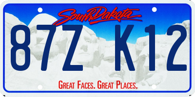 SD license plate 87ZK12