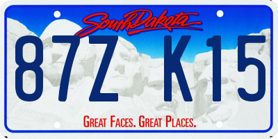 SD license plate 87ZK15