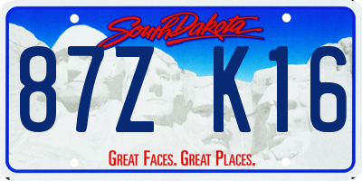 SD license plate 87ZK16