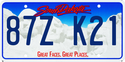 SD license plate 87ZK21