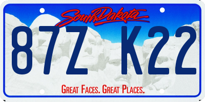 SD license plate 87ZK22