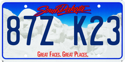 SD license plate 87ZK23