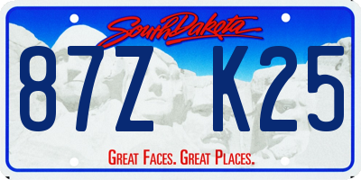 SD license plate 87ZK25