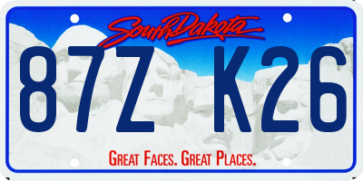 SD license plate 87ZK26