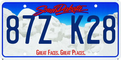 SD license plate 87ZK28