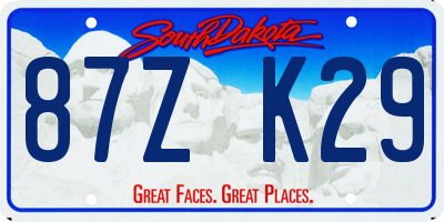 SD license plate 87ZK29