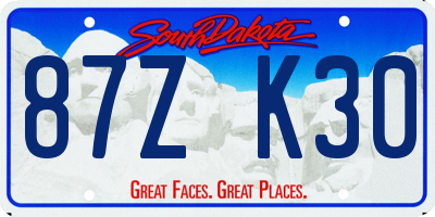 SD license plate 87ZK30