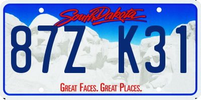 SD license plate 87ZK31