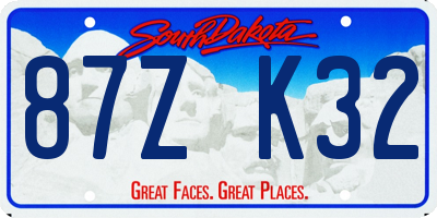 SD license plate 87ZK32