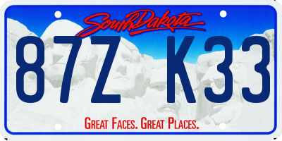 SD license plate 87ZK33