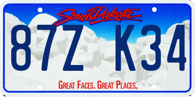 SD license plate 87ZK34