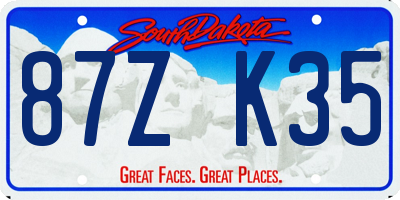 SD license plate 87ZK35